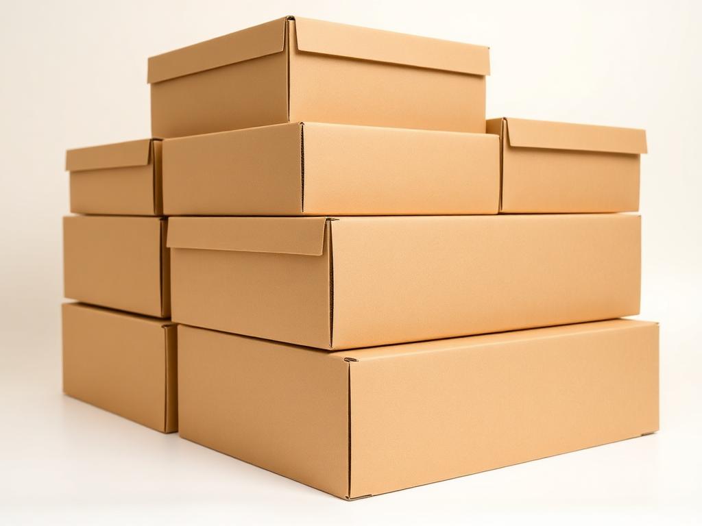 Stacked plain kraft 5-ply corrugated shipping boxes manufactured in Hyderabad